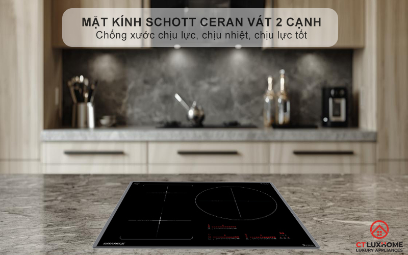Mặt kính SCHOTT CERAN cao cấp, chịu lực, chịu nhiệt và dễ dàng vệ sinh
