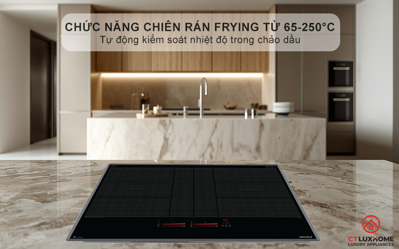 Tự động kiểm soát nhiệt độ trong chảo dầu với chức năng chiên rán Frying từ 65-250°C