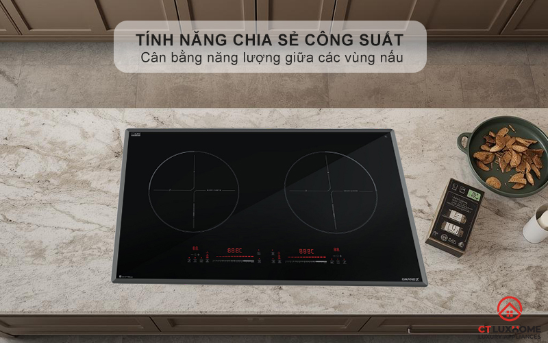Tính năng chia sẻ công suất giữa 2 vùng nấu, chống quá tải