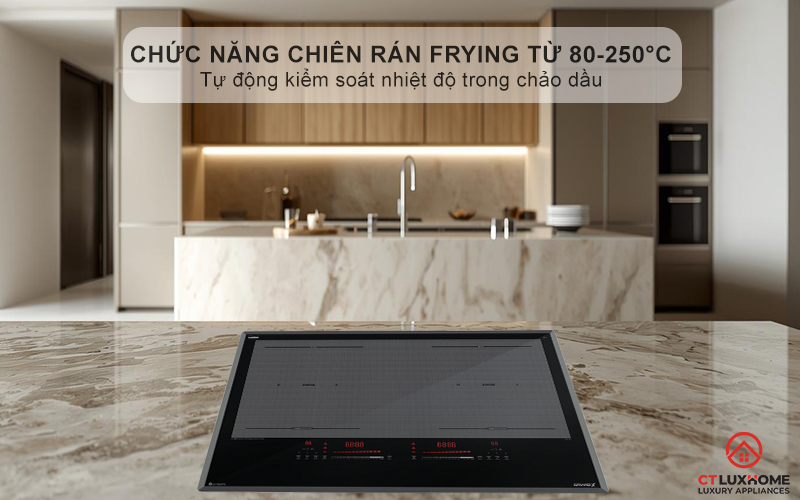 Chức năng chiên rán (Frying) kiểm soát nhiệt độ chính xác từ 80°C đến 250°C