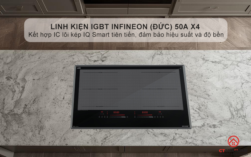 IGBT Infineon Germany 50A X4 và IC Dual lõi kép IQ smart giúp bếp hoạt động ổn định, bền bỉ