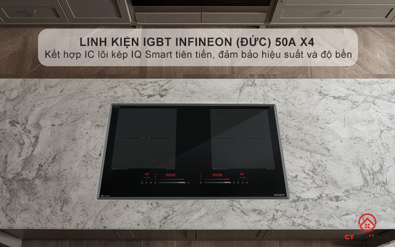 IGBT Infineon Germany 50A X4 và IC Dual lõi kép IQ smart giúp bếp hoạt động ổn định, bền bỉ