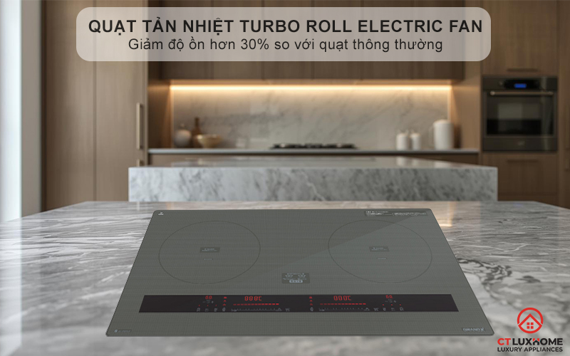 Quạt tản nhiệt Turbo hoạt động êm ái, độ ồn ≤ 36dB, tăng tuổi thọ cho bếp