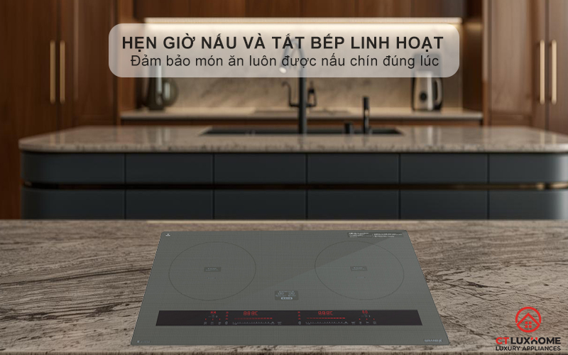Hẹn giờ tối đa 99 phút cho từng vùng nấu, giúp người dùng chủ động hơn trong việc nấu ăn