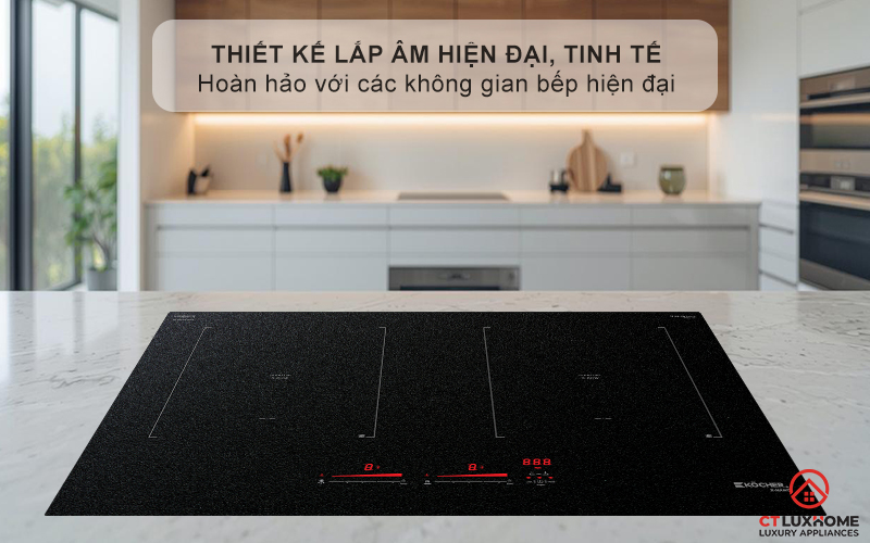 Thiết kế bếp từ âm tủ sang trọng, tinh tế