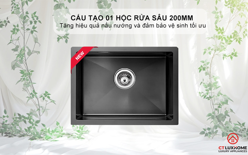 CHẬU INOX 1 HỐC RỬA BEX LINEA 55.40 BK BEXLINEA5540BK 2
