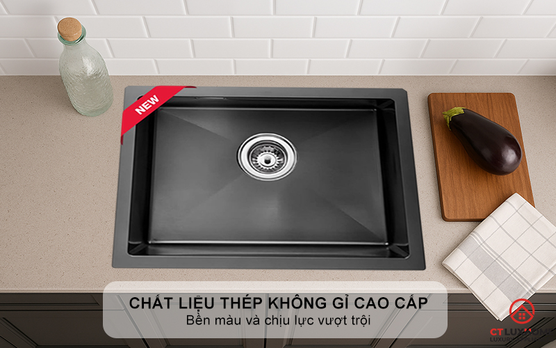 CHẬU INOX 1 HỐC RỬA BEX LINEA 55.40 BK BEXLINEA5540BK 3