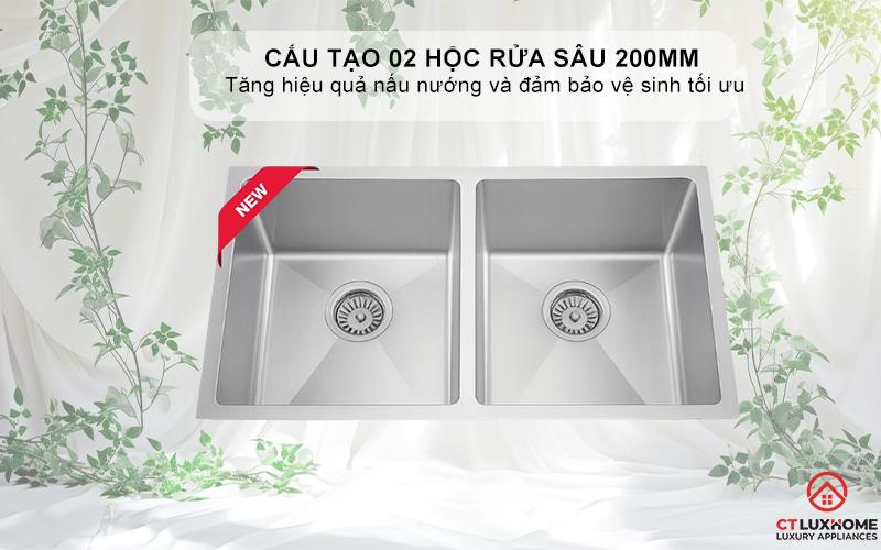 CHẬU CHẬU RỬA BÁT INOX TEKA 2 HỐC RỬA BEX LINEA 74.40 2B (R10) BEXLINEA74402BR10 2