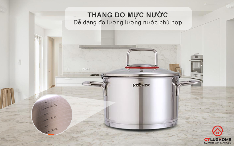 Có thang chia mực nước trong lòng nồi