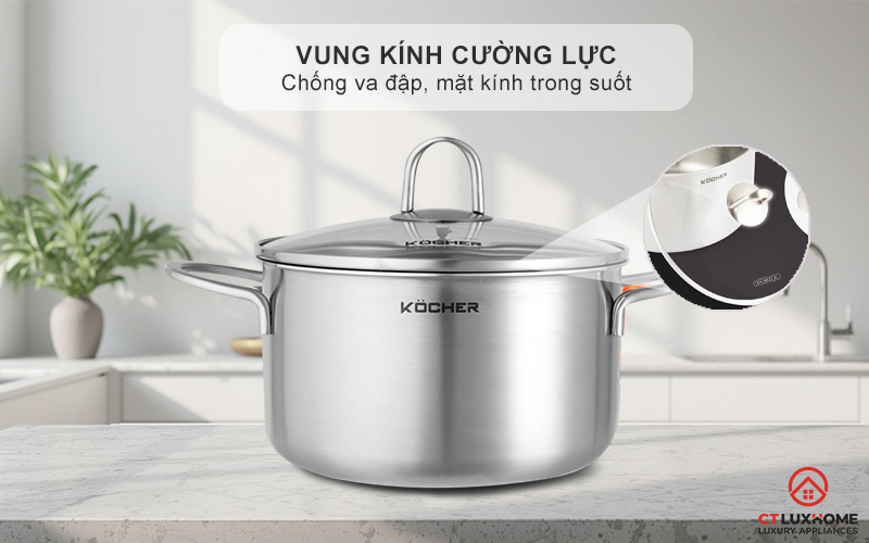 Nắp nồi sử dụng kính cường lực chống vỡ