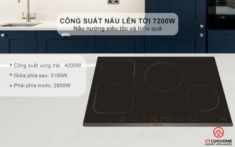 BẾP TỪ 4 VÙNG NẤU BRANDT BPI6449BL 7200W MÀU ĐEN 3