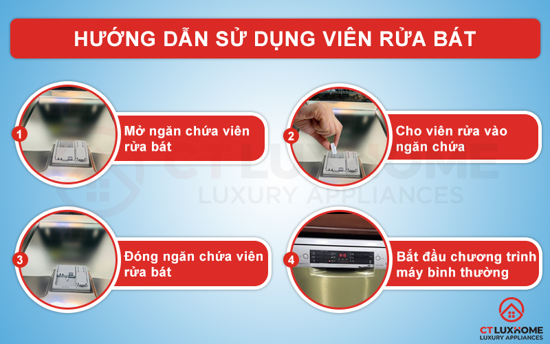 Hướng dẫn sử dụng viên rửa bát Finish Classic 90 viên hương chanh đúng cách