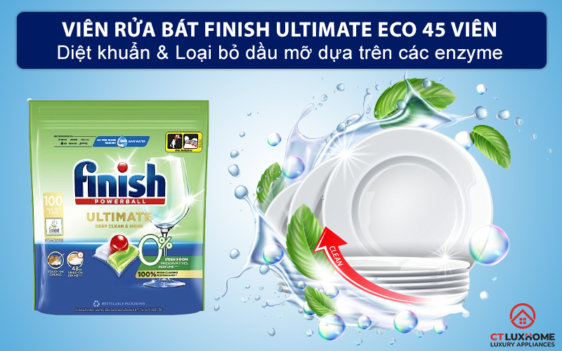 Giới thiệu về Viên rửa chén Eco Finish Ultimate 0% 45 viên