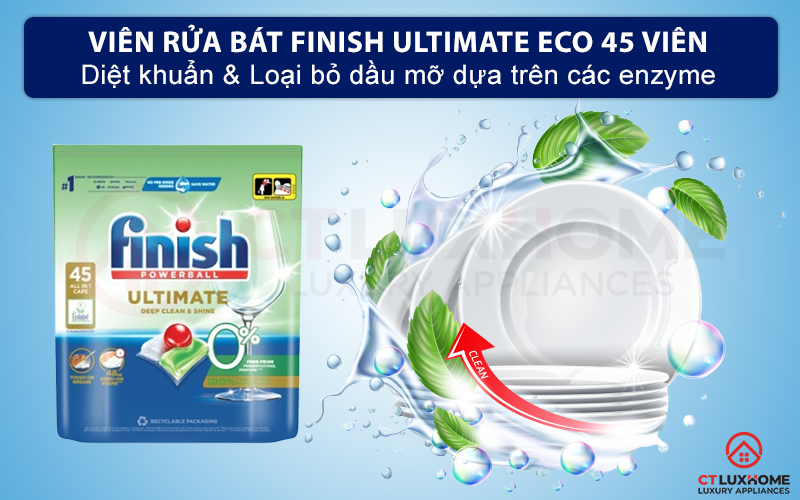 Giới thiệu về Viên rửa chén Eco Finish Ultimate 0% 45 viên