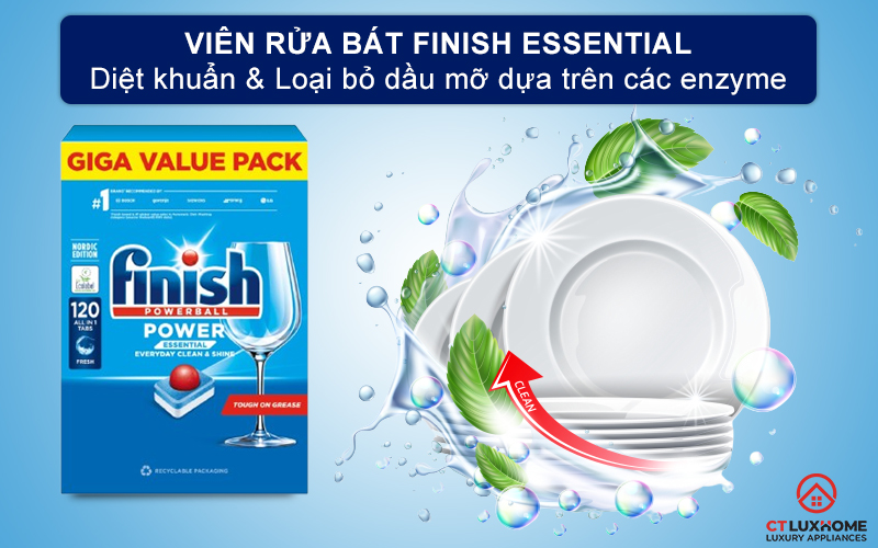 Giới thiệu về viên rửa bát Finish Essential 100 viên