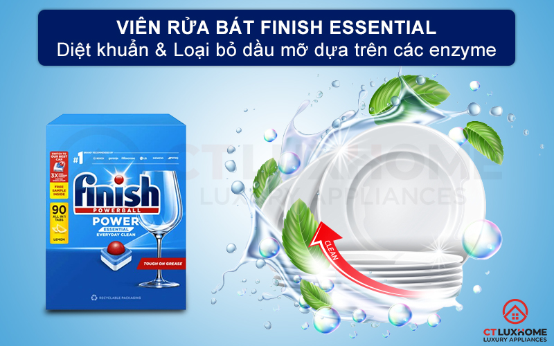 Giới thiệu về viên rửa bát Finish Essential 100 viên