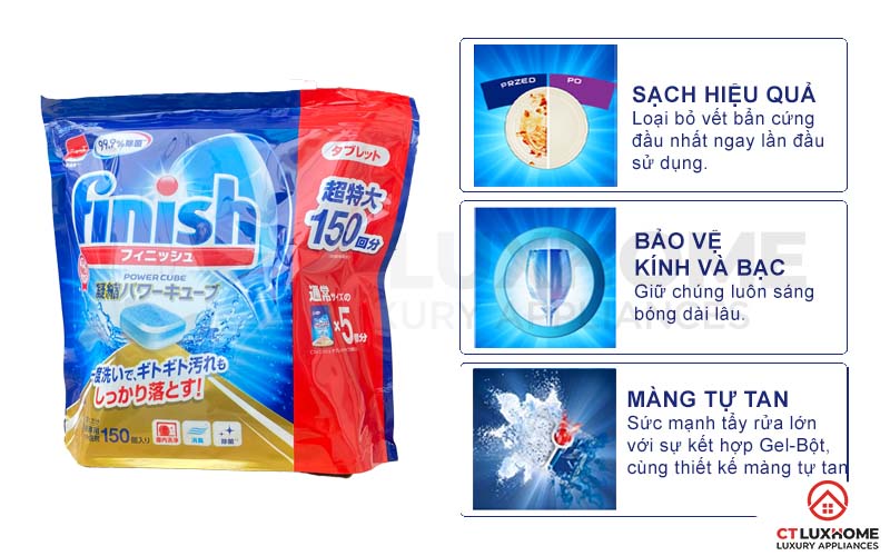 VIÊN RỬA BÁT FINISH NHẬT BẢN TÚI 150 VIÊN CHÍNH HÃNG 2