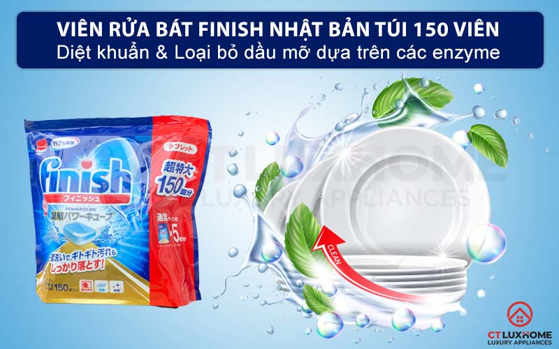 VIÊN RỬA BÁT FINISH NHẬT BẢN TÚI 150 VIÊN CHÍNH HÃNG 1