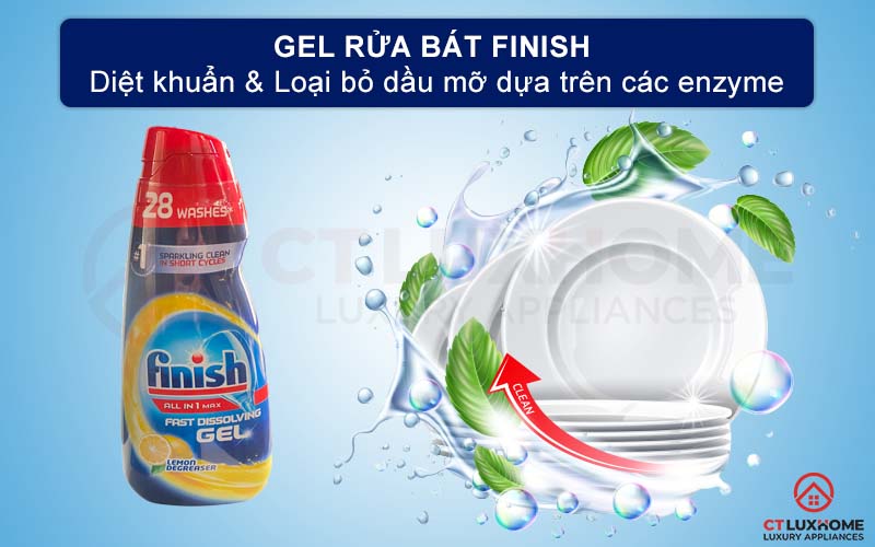 GEL RỬA BÁT FINISH ALL IN ONE MAX 700ML HƯƠNG CHANH 1