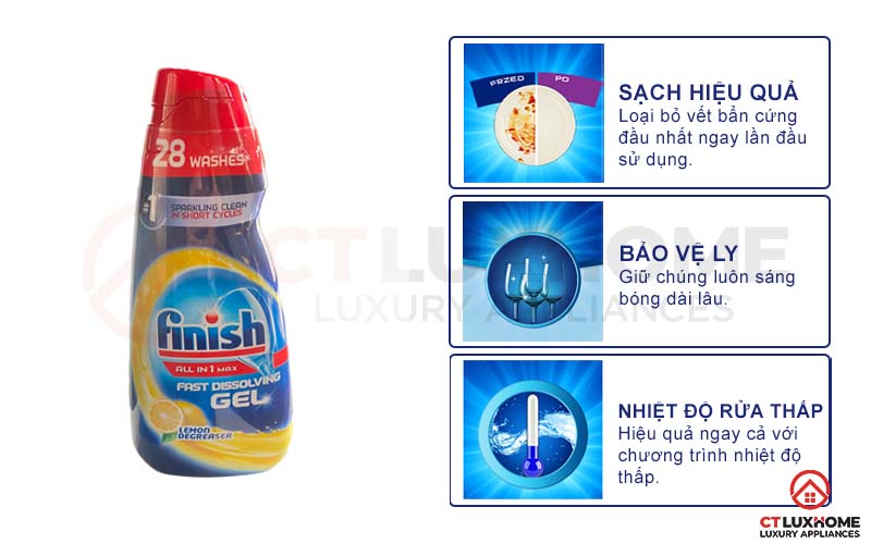 GEL RỬA BÁT FINISH ALL IN ONE MAX 700ML HƯƠNG CHANH 3