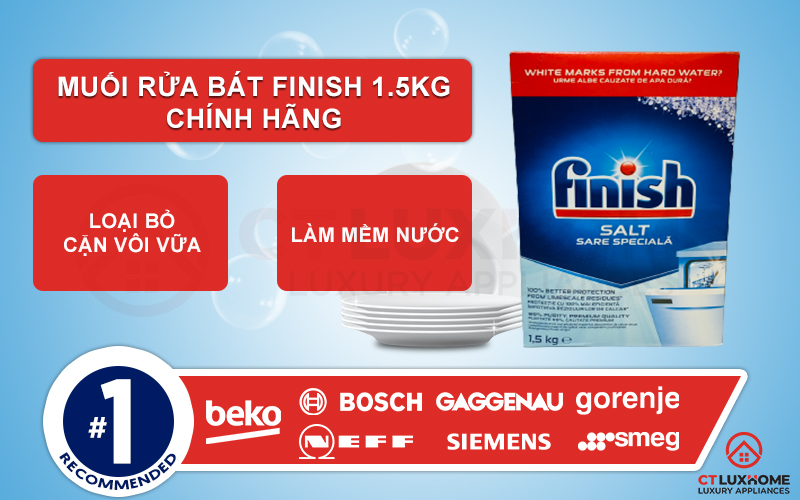 Ưu điểm vượt trội của muối rửa chén Finish 1,5kg