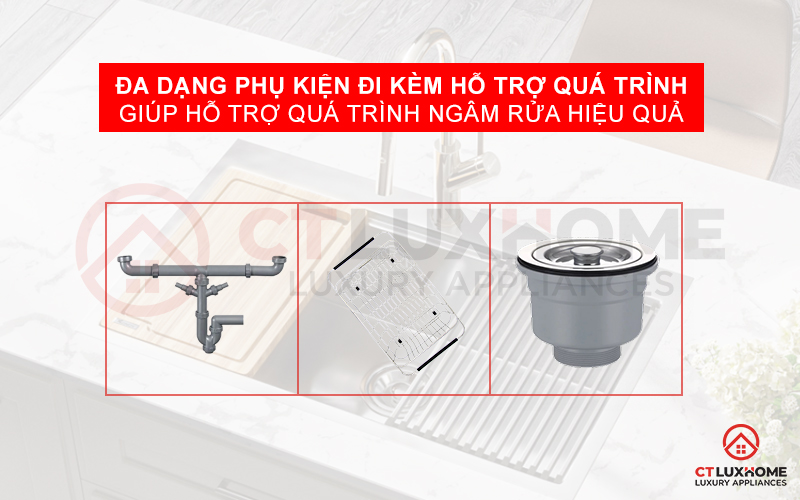 Đa dạng phụ kiện đi kèm hỗ trợ quá trình ngâm rửa hiệu quả hơn