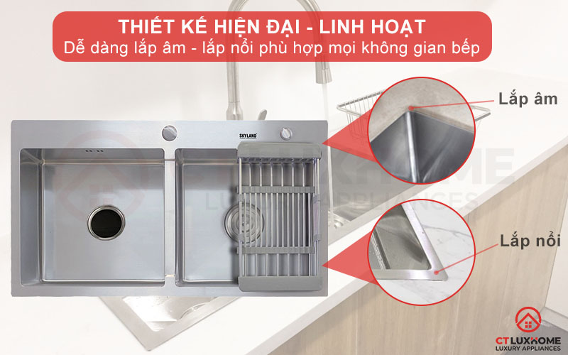 Thiết kế sang trọng tinh tế, lắp âm và lắp nổi linh hoạt