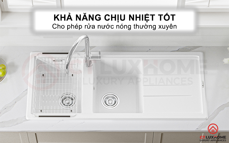 Khả năng chịu nhiệt tốt đảm bảo sản phẩm bền tốt khi rửa nước nóng thường xuyên