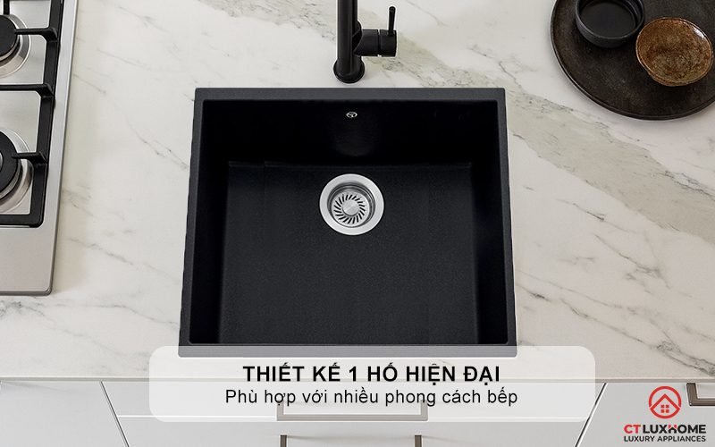 Thiết kế 1 hố hiện đại, phù hợp với nhiều phong cách bếp