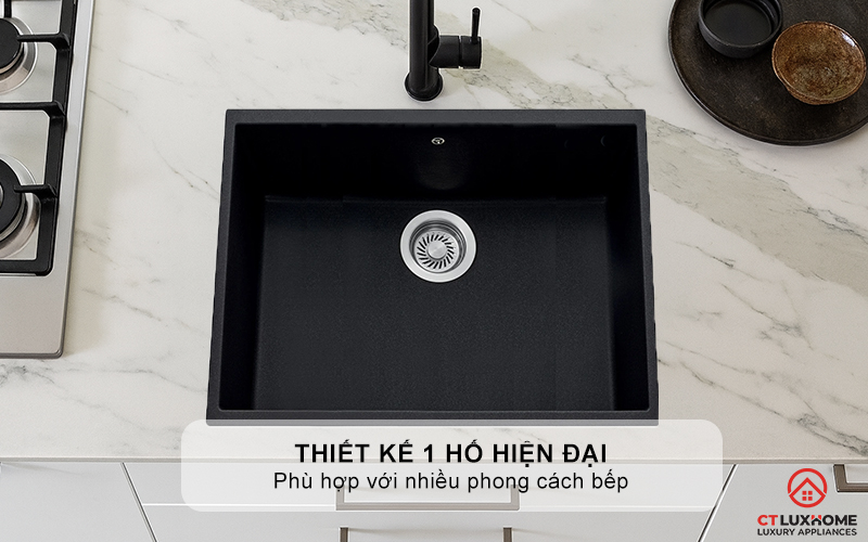 Thiết kế 1 hố hiện đại, phù hợp với nhiều phong cách bếp
