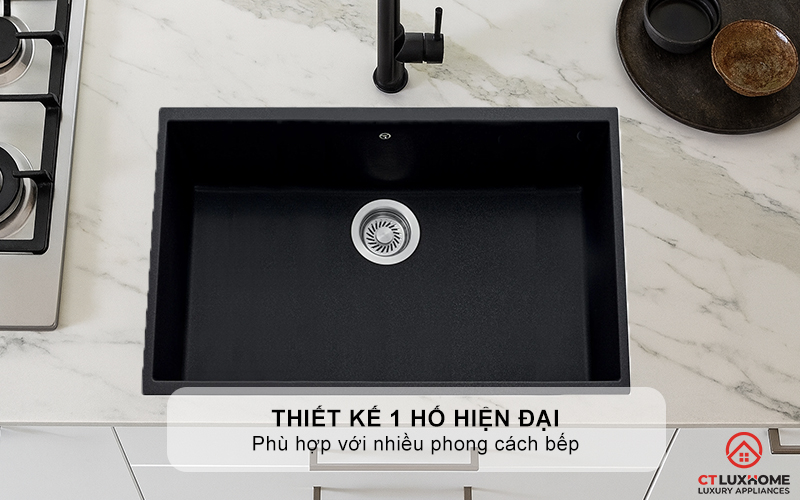 Thiết kế 1 hố hiện đại, phù hợp với nhiều phong cách bếp