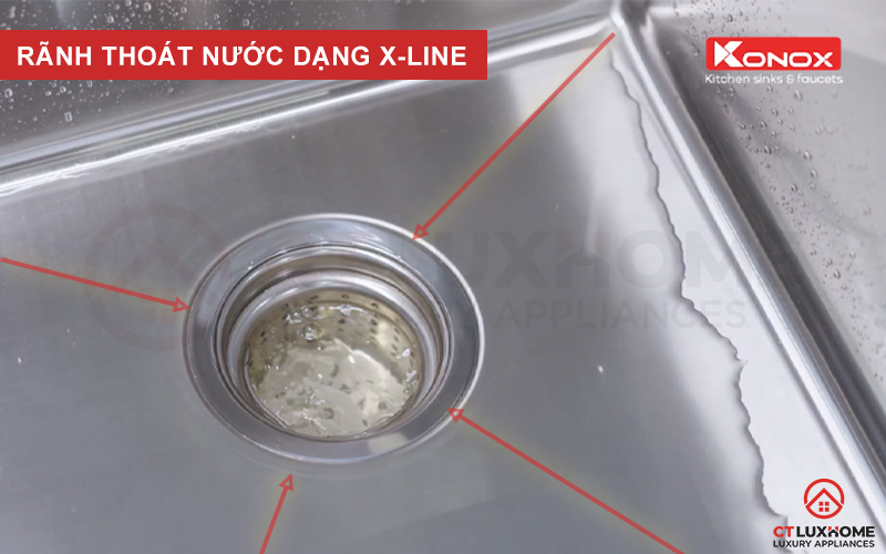 Thiết kế rãnh nước dạng X-line giúp thoát nước nhanh chóng