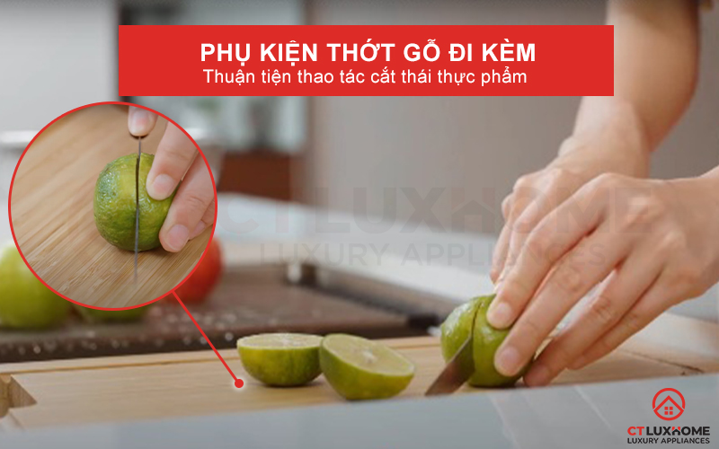 Phụ kiện thớt gỗ đi kèm thuận tiện khi sử dụng