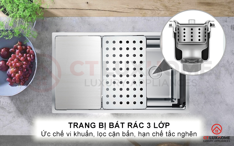 Bát rác với 3 lớp lọc đặc biệt, ức chế sự phát triển của vi khuẩn