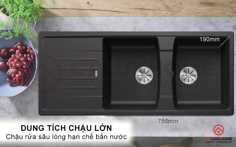 Lòng chậu được thiết kế sâu giúp tăng diện tích hố