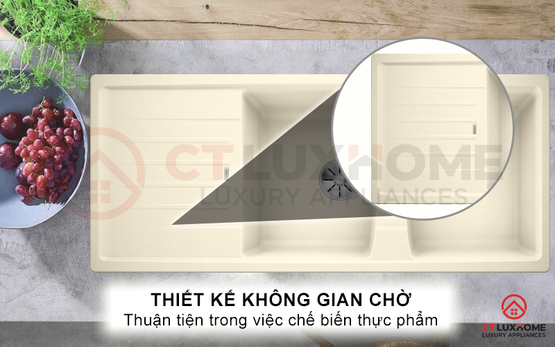 Thêm không gian bàn chờ thuận tiện cho việc rửa thực phẩm hằng ngày