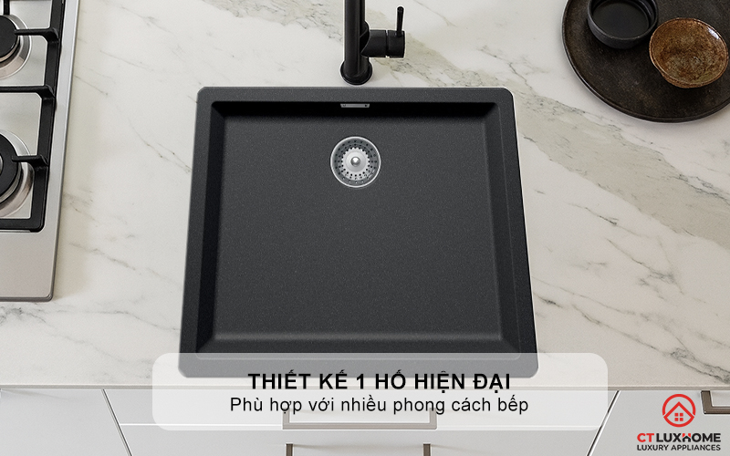 Thiết kế 1 hố hiện đại, phù hợp với nhiều phong cách bếp