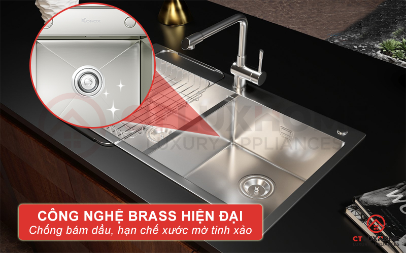 Bề mặt chậu Overmount Sink KN8248DOB là công nghệ Brass vô cùng hiện đại