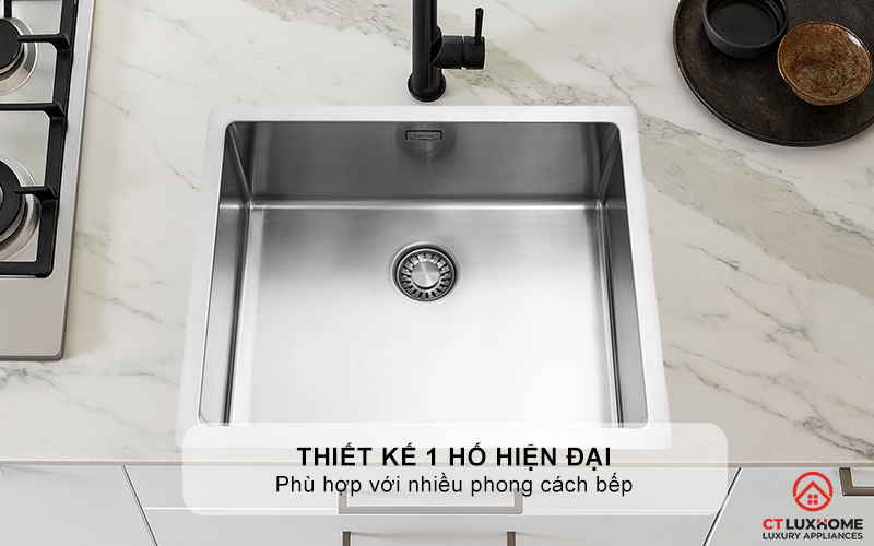 Thiết kế 1 hố hiện đại, phù hợp với nhiều phong cách bếp