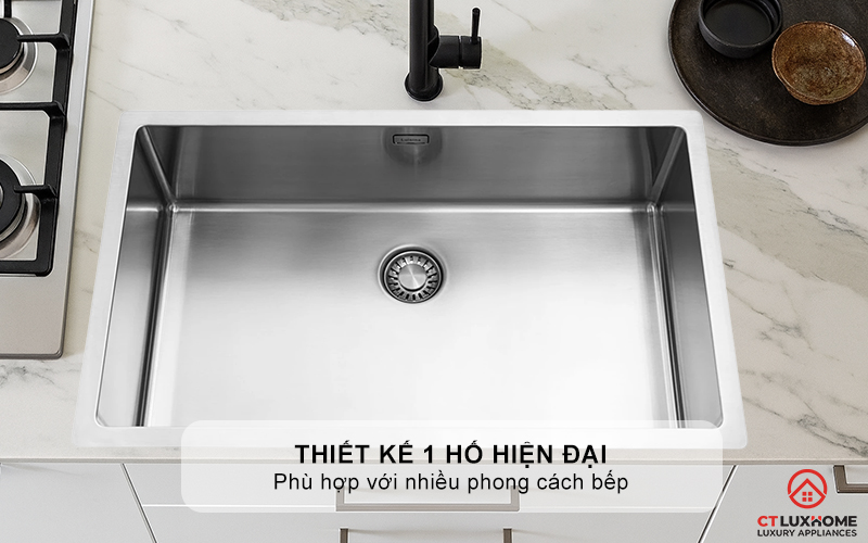 Thiết kế 1 hố hiện đại, phù hợp với nhiều phong cách bếp