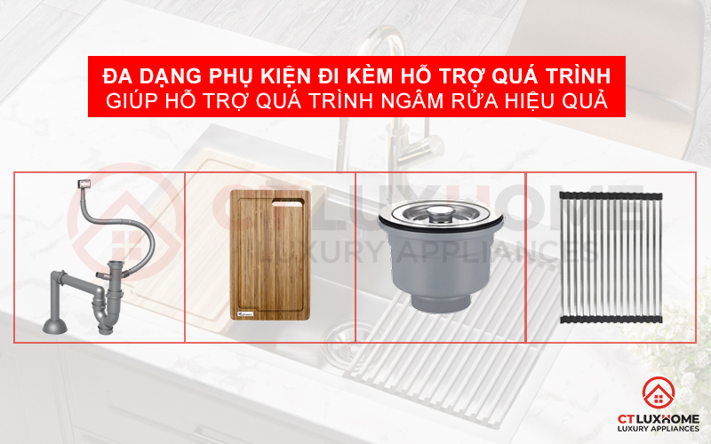 Chậu rửa bát Workstation - TopMount Sink KN8050TS đi kèm đa dạng phụ điện