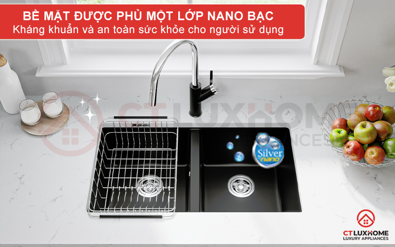Bề mặt phủ lớp Nano có tính diệt khuẩn, an toàn tuyệt đối sức khỏe con người