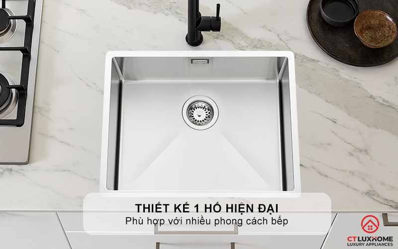 Thiết kế 1 hố hiện đại, phù hợp với nhiều phong cách bếp