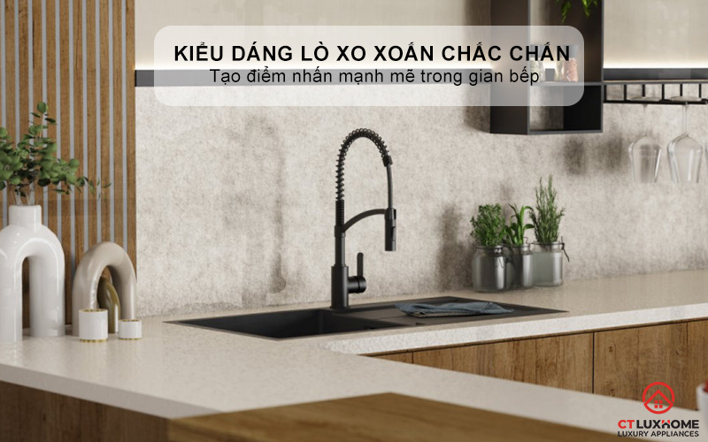Kiểu dáng lò xo xoắn chắc chắn, tạo điểm nhấn mạnh mẽ trong gian bếp