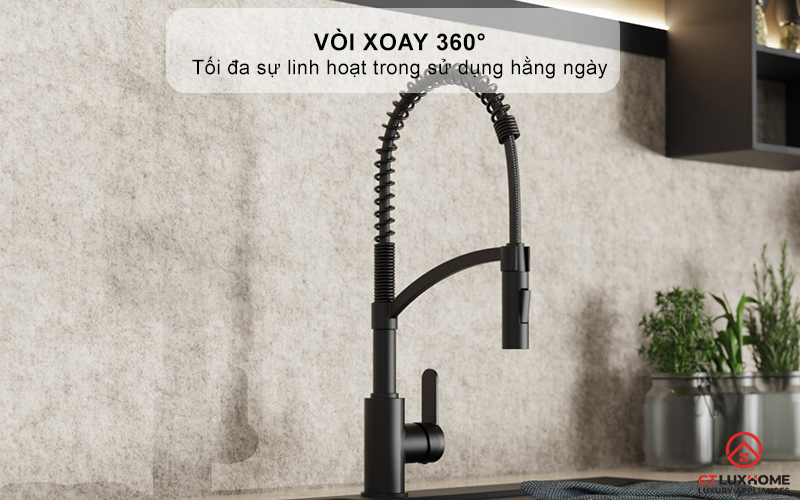 Vòi xoay 360° cho tối đa sự linh hoạt trong sử dụng hằng ngày