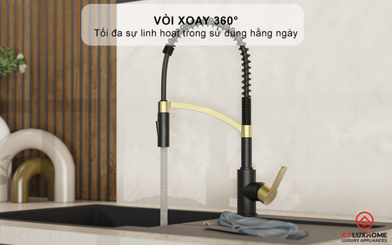 Vòi xoay 360° cho tối đa sự linh hoạt trong sử dụng hằng ngày