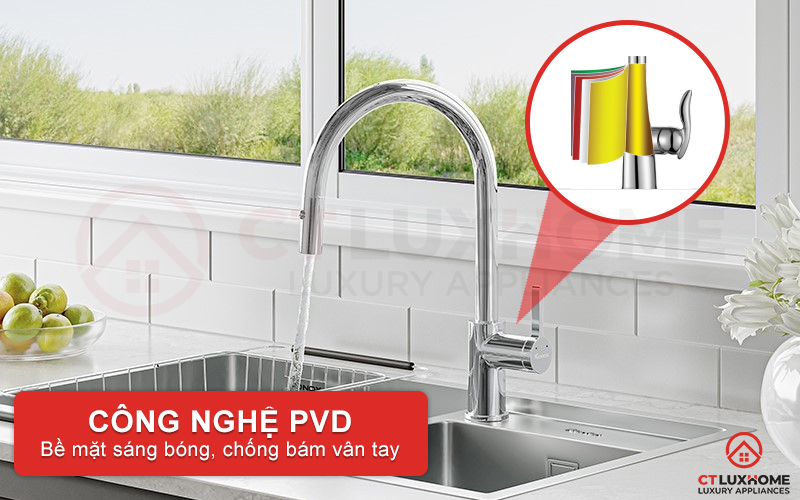 Bề mặt mạ sáng bóng bền lâu, chống bám vân tay nhờ công nghệ PVD