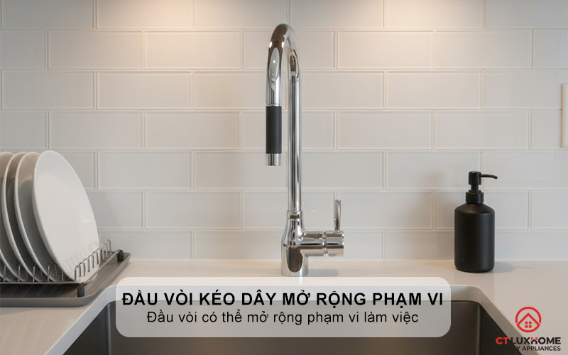 Đầu vòi kéo dây mở rộng phạm vi làm việc