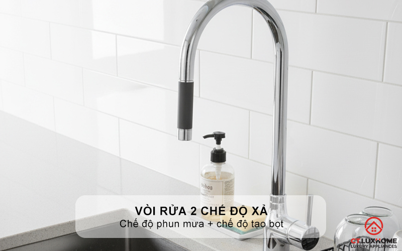 Vòi rửa 2 chế độ xả: chế độ phun mưa + chế độ tạo bọt