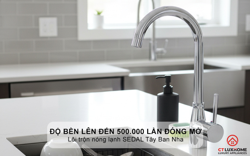 Độ bền lên đến 500.000 lần đóng mở với lõi trộn nóng lạnh SEDAL Tây Ban Nha